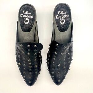 Colleen Cordero Black‎ Studded Leather Mules Size 8